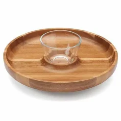 Food Network Acacia Wood Lazy Susan Chip & Dip Tray Set<Food Network™ Discount