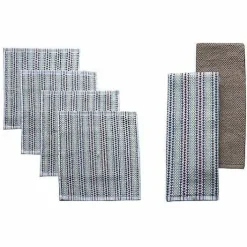 Food Network Awning Stripe Kitchen Towel & Dishcloth 6-Pk.<Food Network™ New