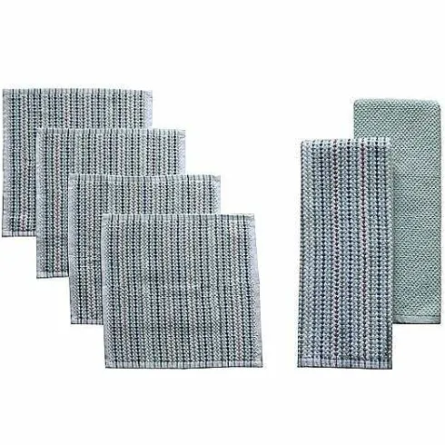 Food Network Awning Stripe Kitchen Towel & Dishcloth 6-Pk.<Food Network™ New