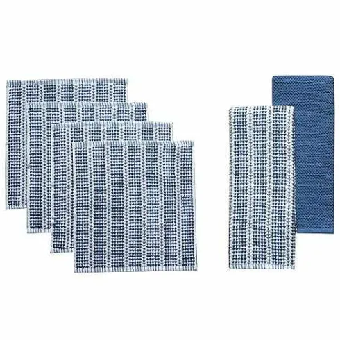 Food Network Awning Stripe Kitchen Towel & Dishcloth 6-Pk.<Food Network™ New