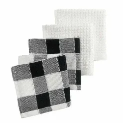 Food Network Black & White Buffalo Check Dishcloth 4-Pk.<Food Network™ Outlet