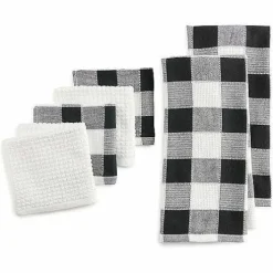 Food Network Buffalo Check Kitchen Towel & Dishcloth 6-Pk.<Food Network™ New