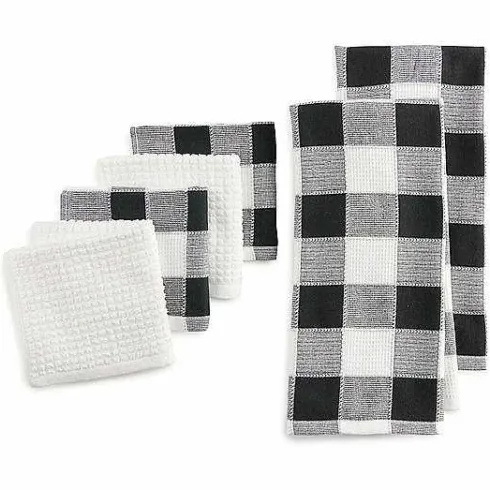 Food Network Buffalo Check Kitchen Towel & Dishcloth 6-Pk.<Food Network™ New