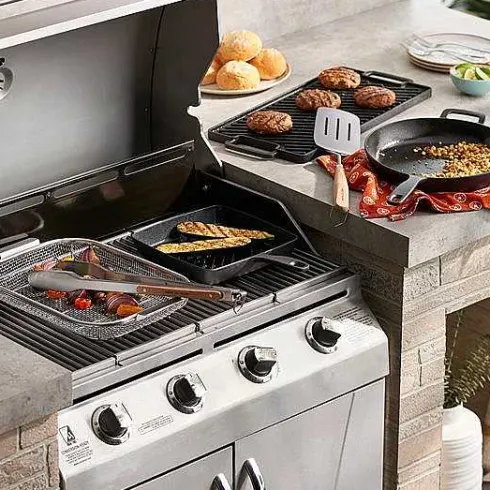 Food Network 9.8-In. Pre-Seasoned Cast-Iron Grill Pan<Food Network™