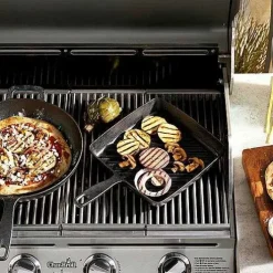 Food Network 9.8-In. Pre-Seasoned Cast-Iron Grill Pan<Food Network™