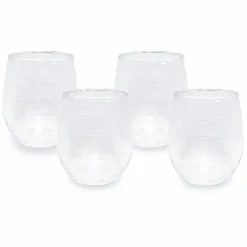 Food Network 4-Pc. Clear Textured Acrylic Stemless Wine Glass Set<Food Network™