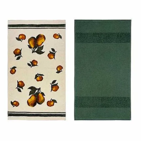 Food Network Pear Oil Painting Kitchen Towel 2-Pk.<Food Network™ New