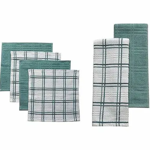 Food Network Plaid Kitchen Towel & Dishcloth Multi-Pack<Food Network™