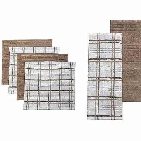 Food Network Plaid Kitchen Towel & Dishcloth Multi-Pack<Food Network™