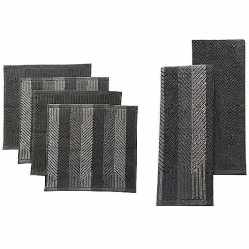 Food Network Striped Kitchen Towel & Dishcloth Multi-Pack<Food Network™
