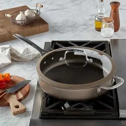 Food Network Textured Titanium 12-In. Nonstick Covered Deep Skillet<Food Network™ Hot