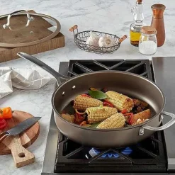 Food Network Textured Titanium 12-In. Nonstick Covered Deep Skillet<Food Network™ Hot