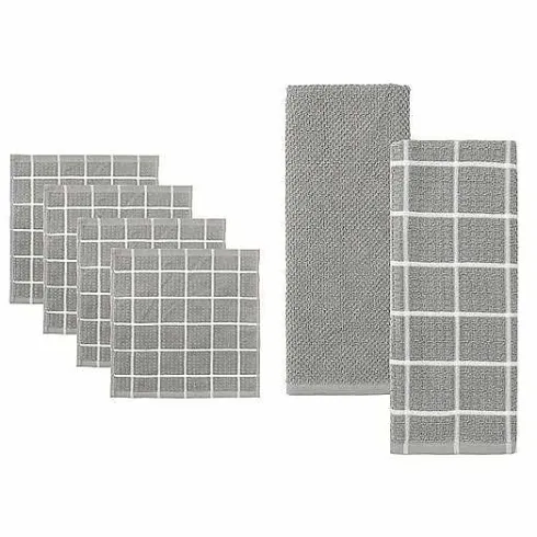 Food Network® Windowpane Grid Dishcloth & Kitchen Towel 6-Pk.<Food Network™ Online